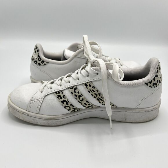 Adidas Grand Court Tennis Sneakers Size 9 White Leopard Cloudfoam Comfort - Picture 8 of 11